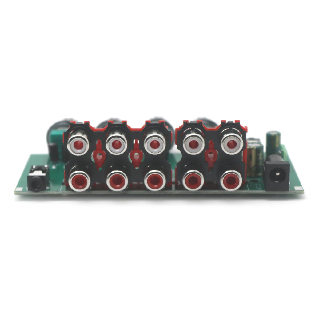 4-in/2-out Stereo Audio Mixer - RCA & 3.5mm Inputs Auto-Mixing No Switching Required Volume Control Drive Headphone Amplifier