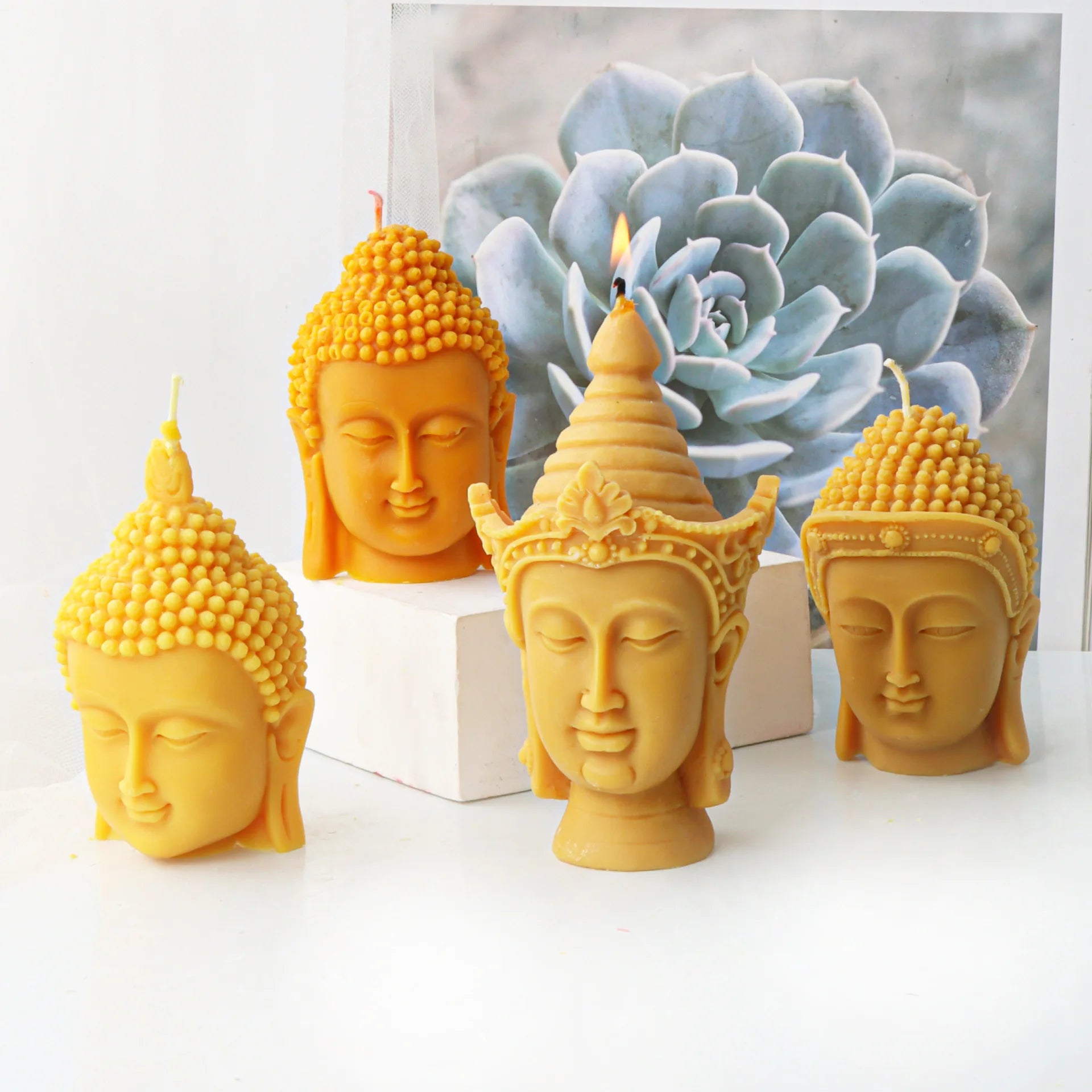 3D Buddha Head Candle Silicone Mold Buddha Church Statue Plaster Resin Mould DIY Candles Wax Clay Craft Ornament Home Decoration