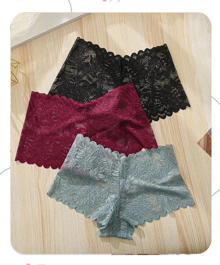 3pcs Women's Sexy Lace Bras for Women With Floral Edges seduction seamless briefs Exquisite Underwear  Comfort Underpants