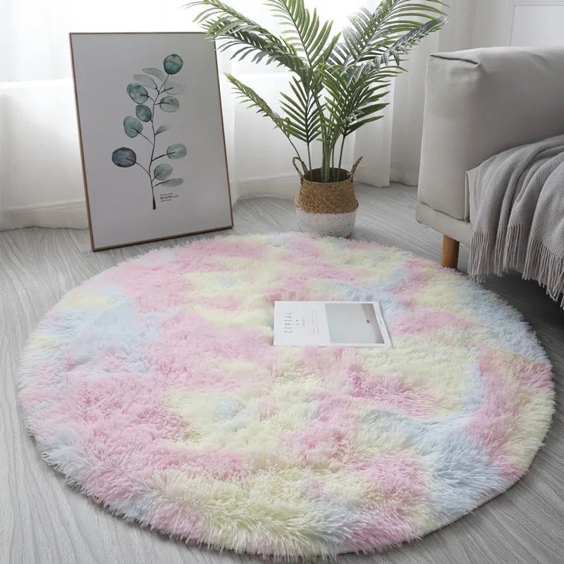 Anti-Slip Rugs Large Shaggy Rug 60/80/100cm Super Soft Round Mat Living Room Bedroom Carpet Multi Color Select For Home Decor