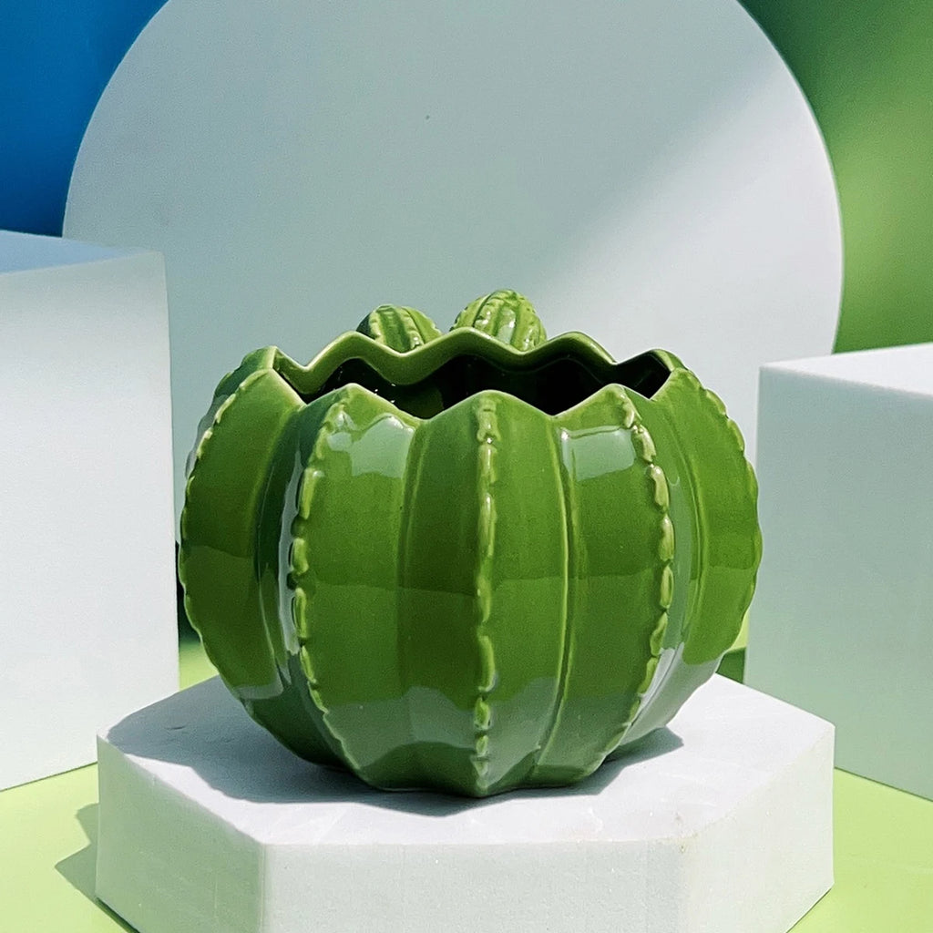 Creative Cactus Shaped Ceramic Succulent Flower Pot Garden Balcony Decorations Home Living Room Desktop Decoration Ornament