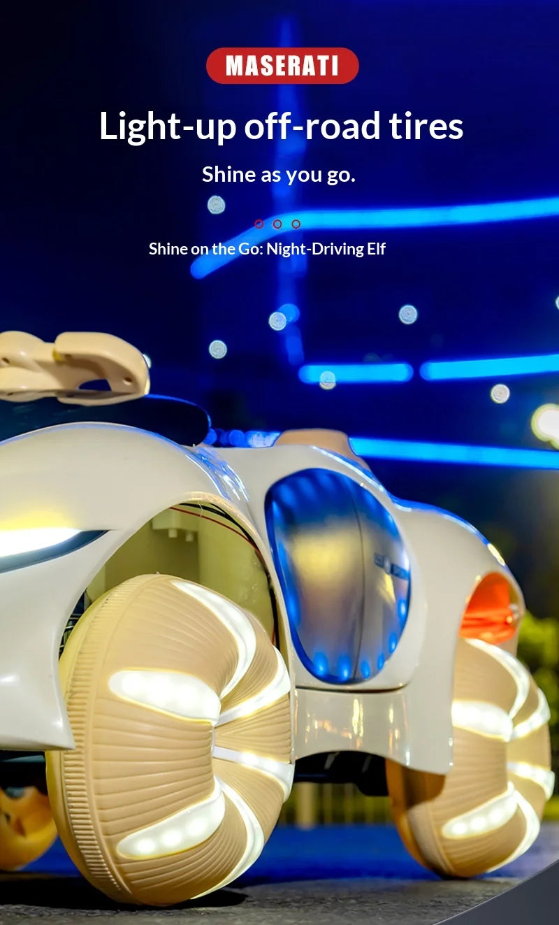 Electric Ride On Car 4WD with Remote Control - Battery Powered Toy Vehicle with Doors LED Lights Music