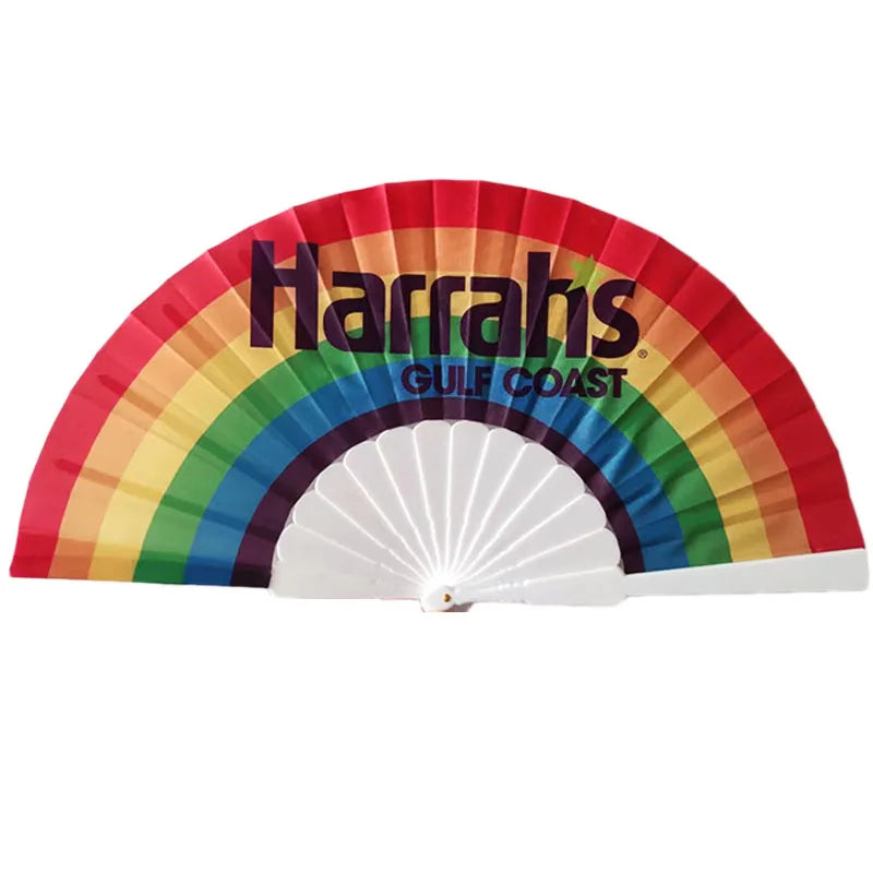 100pcs Customized Fan Personality advertising fan with white background printing Custom flat plastic folding fan customer logo