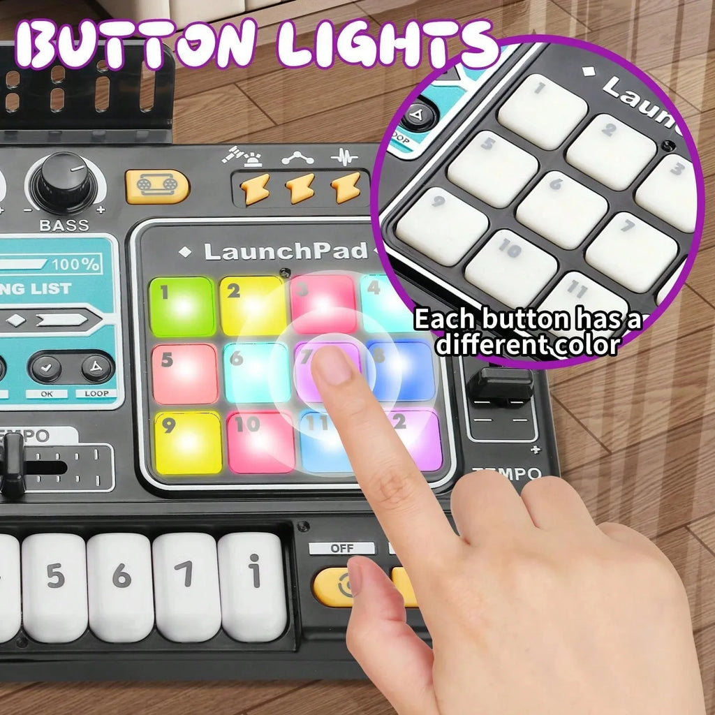 DJ Mixer for Kids, Toddler DJ Mixing Table with DJ Turntable, Game Mode, Light & Speed Control and Microphone, Gifts for 3 4 5 6