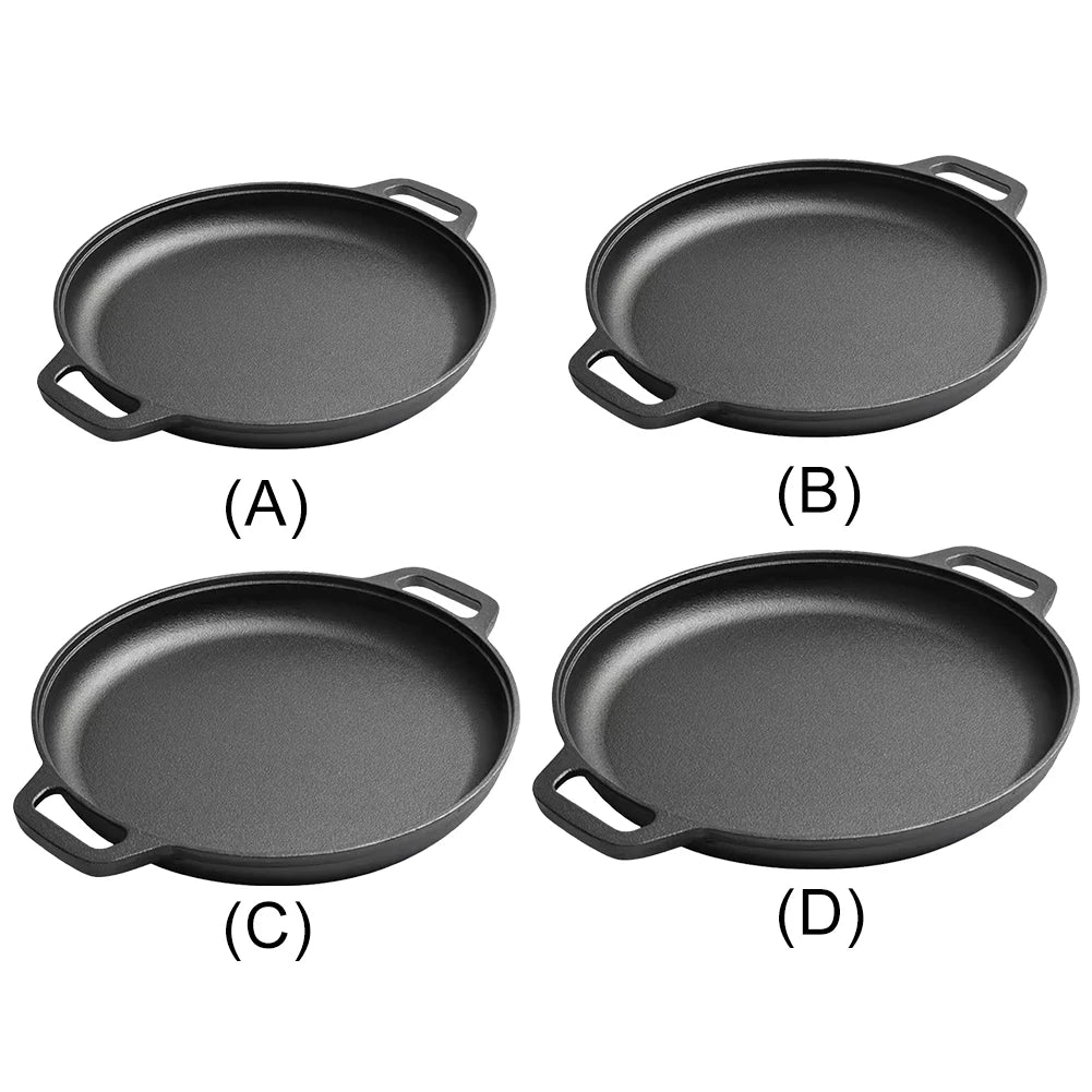 Cast Iron Frying Pan For Home Use Pizza Pancake Fry Pan Non-Stick Round Griddle For Crepes Camping BBQ Grill for Outdoor Cookwar