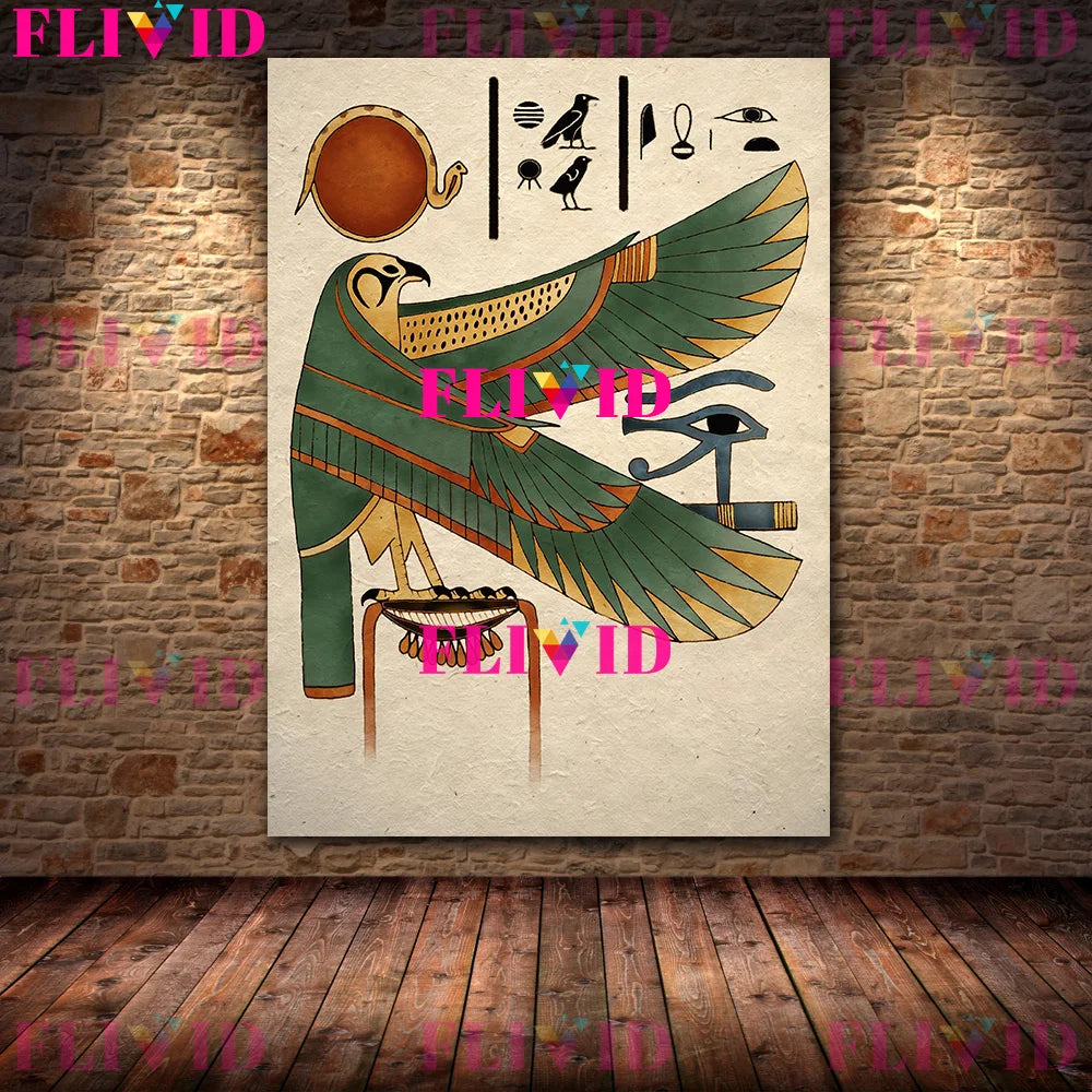 Ancient Egyptian Art Poster Print,Scarab,Anubis,Sekhmet,Horus Falcon,Ancient Gods Wall Art Canvas Painting,Home Decor Unframed