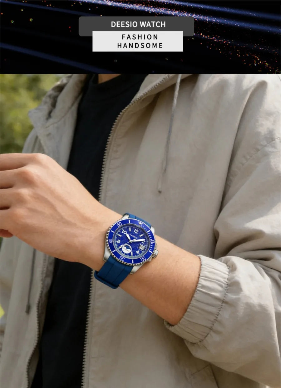 Deesio Classic Fashion Men's Watches Automatic Self-Wind Mechanical Waterproof Luminous Stainless Steel Luxury Gifts for Men
