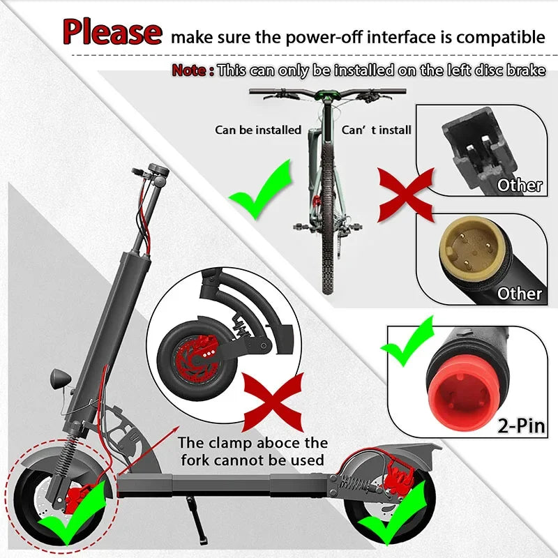 BUCKLOS Power Off Electric Bicycle Brakes 2 Piston with G3 Rotor E-Bike Hydraulic Disc Brake Set Aluminum Alloy Bike Brakes