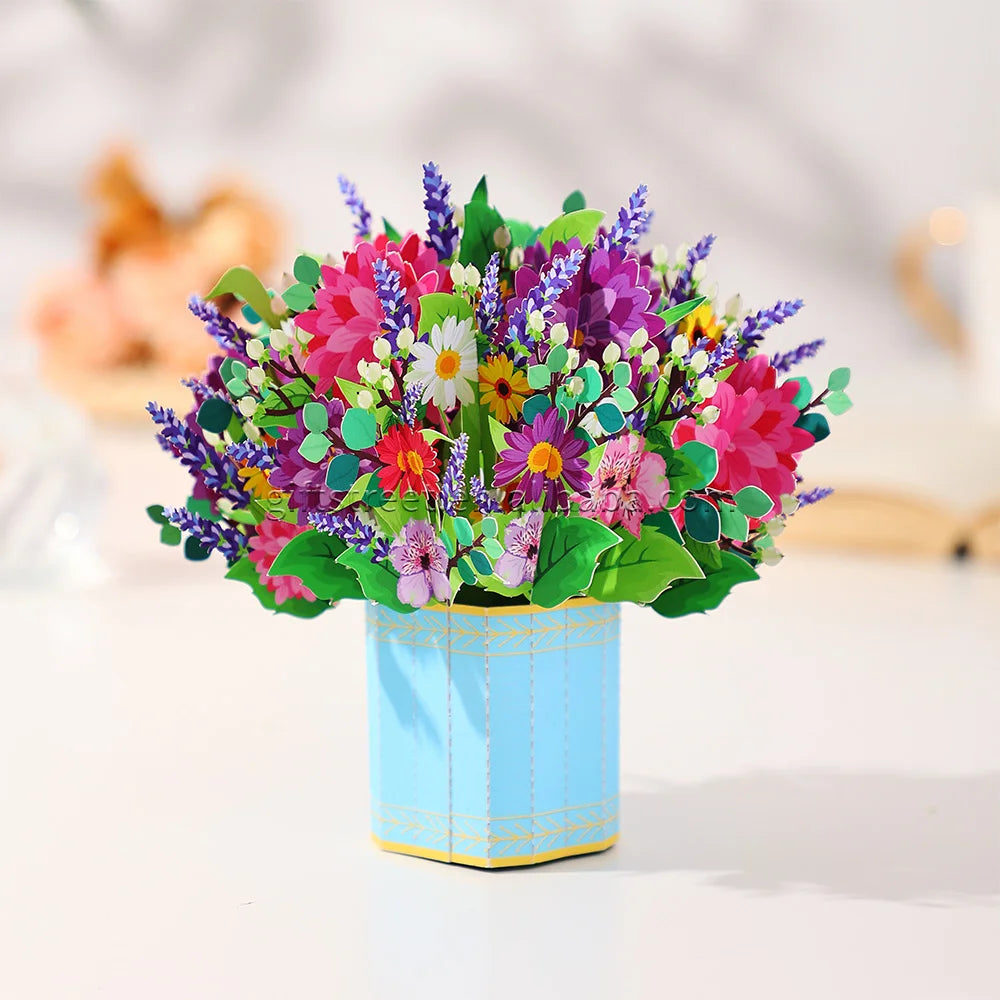 3D Pop-Up Greeting Cards, Exquisite Floral Bouquet Pop-Up Cards, Wreath/Floral Window Pop-Up Cards, Perfect for Parties and Gift