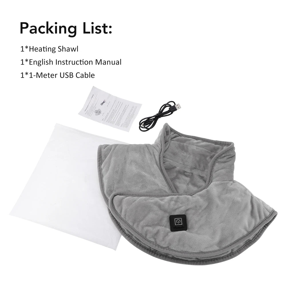 Electric Heating Shoulder Neck Pad USB Heated Back Wrap 3 Heat Level Soft Hot Compress Back Shawl Neck Shoulder Fast Heated Pad