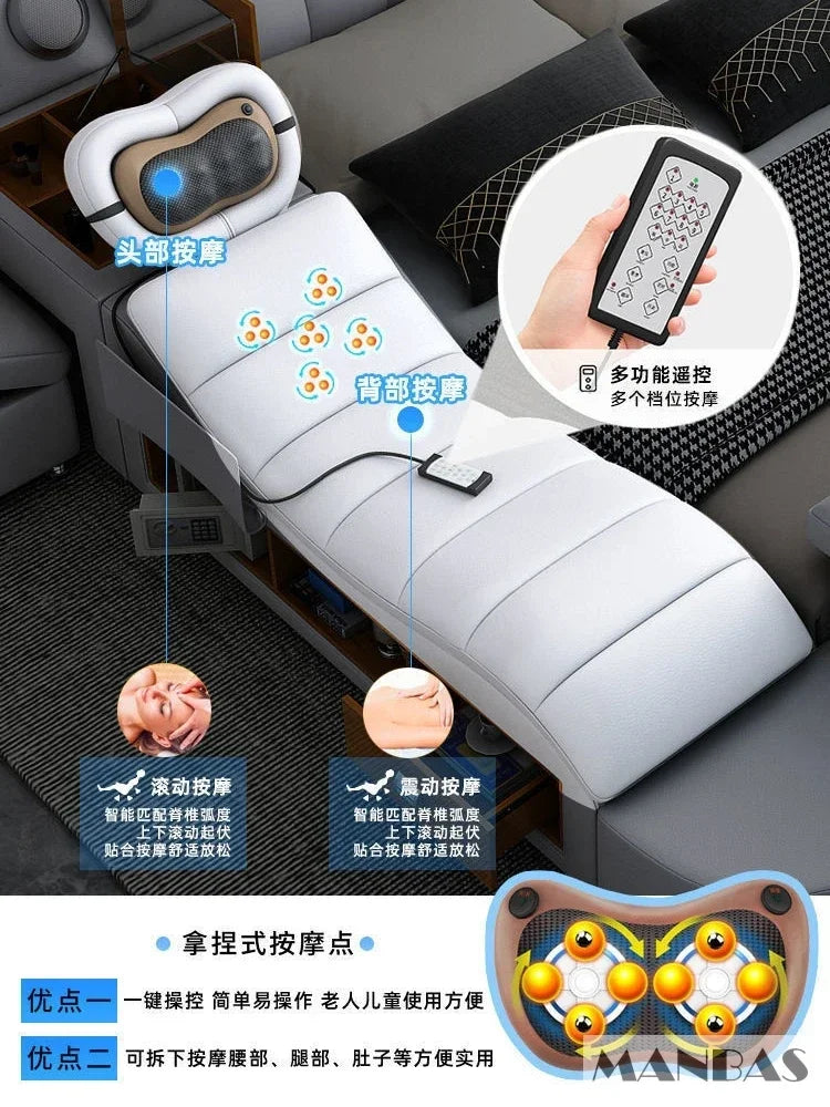 D MANBAS Tech Smart Genuine Leather Bed | Multifunctional Ultimate Beds | Massage Tatami Bed With Projecter | Upholstered Cama