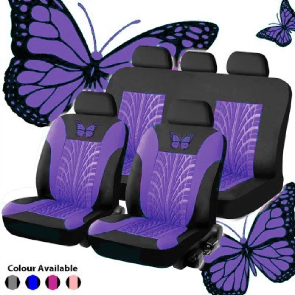 Butterfly Craft Car Seat Covers All-Season Universal Fit Special Embossed Fabric Cushions