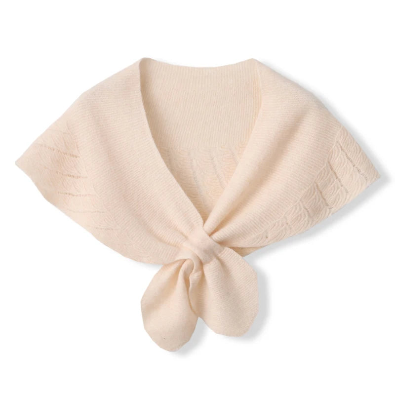 100%Wool Knitted Triangle Shawls Women Hollow Out Fashion Poncho Blouse Shoulder Fake Collar Cape Soft Warm Neck Scarves Girl