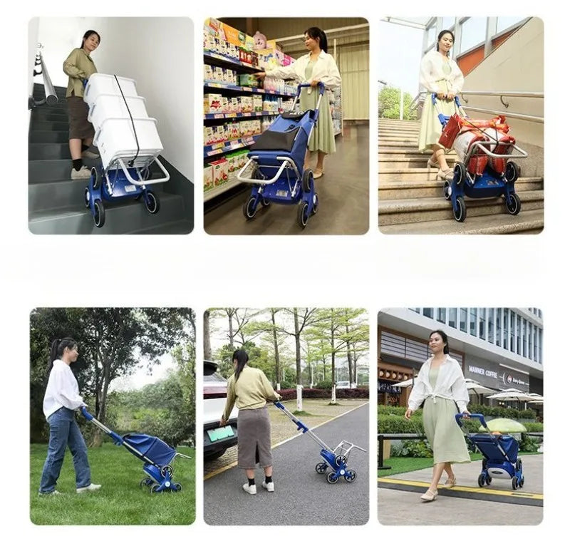 Electric Shopping Cart Folding Silent Outdoor Portable Stair Climbing Machine with Wheel Storage Bag Shopping Car Household Item