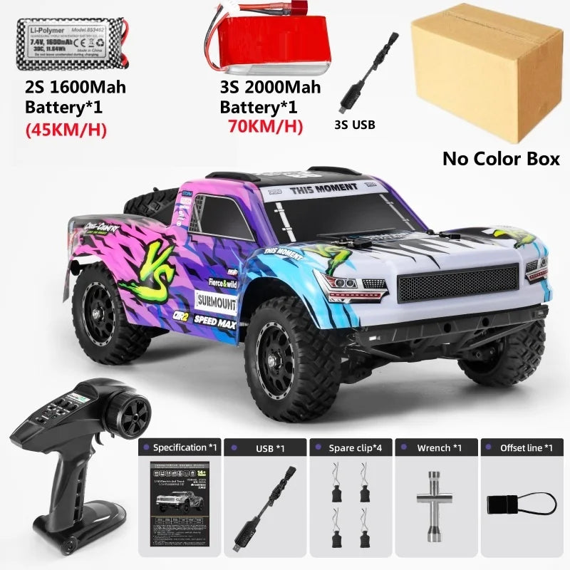 70KM/H Brushless RC Short Car 1/16 Brushless 4WD RC Short Course TruckIndependent SuspensionFull Ball Bearings Metal Driveshaft
