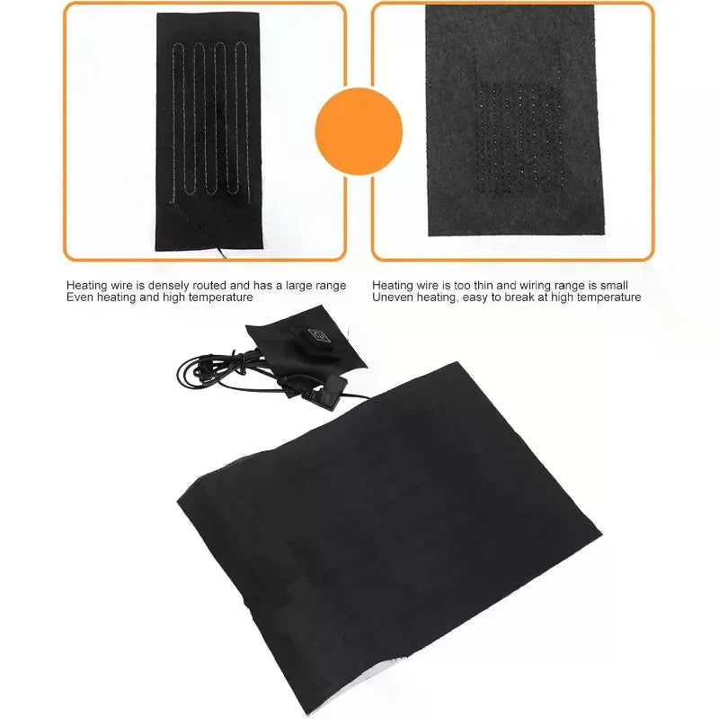 Electric Heating Pad Temperature Adjustable 45℃-65℃ Electric Heating Sheet USB Heating Pad For Clothes Vest