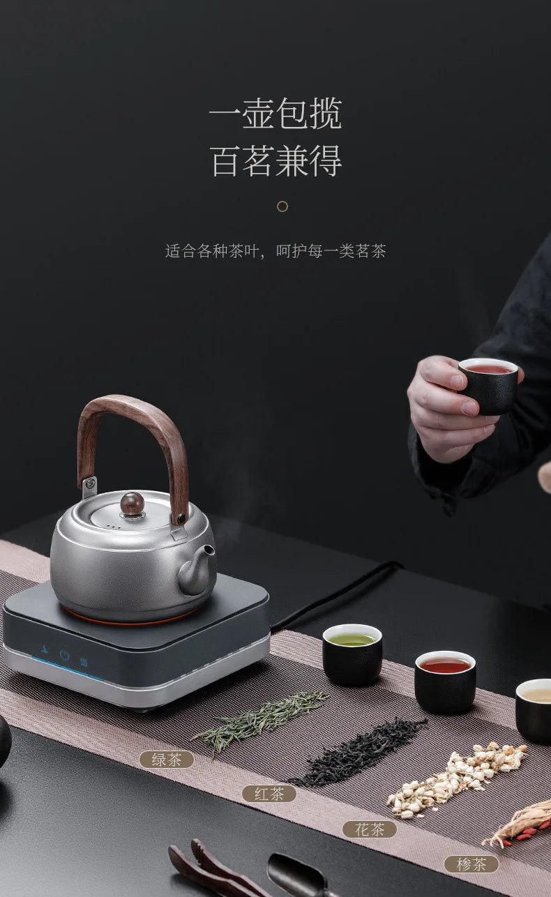 0.8/1/1.5L Pure Titanium Kettle With Anti-scalding Handle,Antibacterial And Anti-mold Cookware,Home/Outdoor Lightweight Teapot