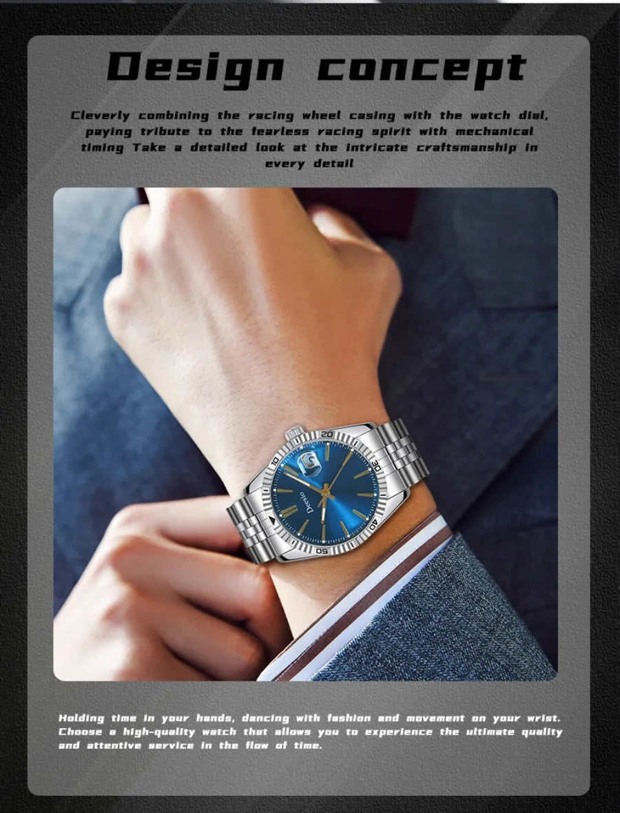 Deesio Automatic Mechanical Watch for Men Luxury Stainless Steel Waterproof Luminous Business Dress Wristwatch Sapphire Glass