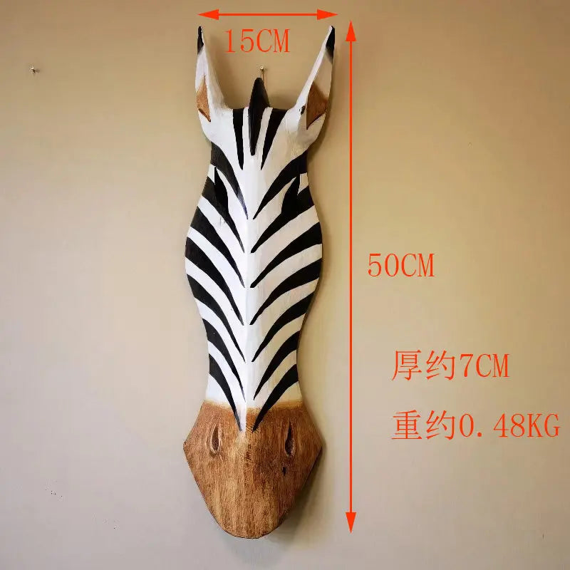 50cm Hand-Painted Vintage Wooden Wall Art  African Animal Murals in American Style Rustic Decor for Coffee Shop Bar Living Room