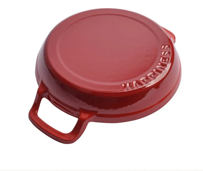Enameled Cast Iron Frying Pan 20cm Dual Loop Handle Skillet Non Stick Grill Pan For Fried Steak For Oven Stovetop Induction