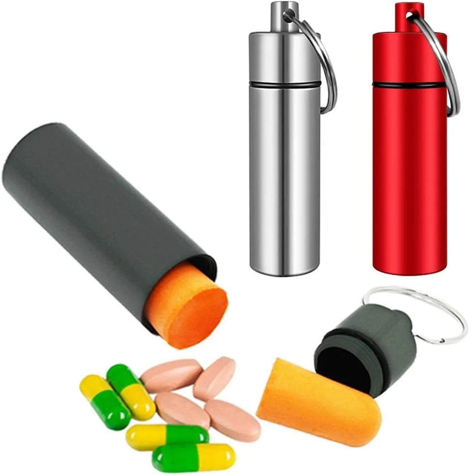 3pcs Portable Stash Jar with Keychain Aluminum Alloy Waterproof Airtight Container Storage for Herb Tobacco Smoking Accessories