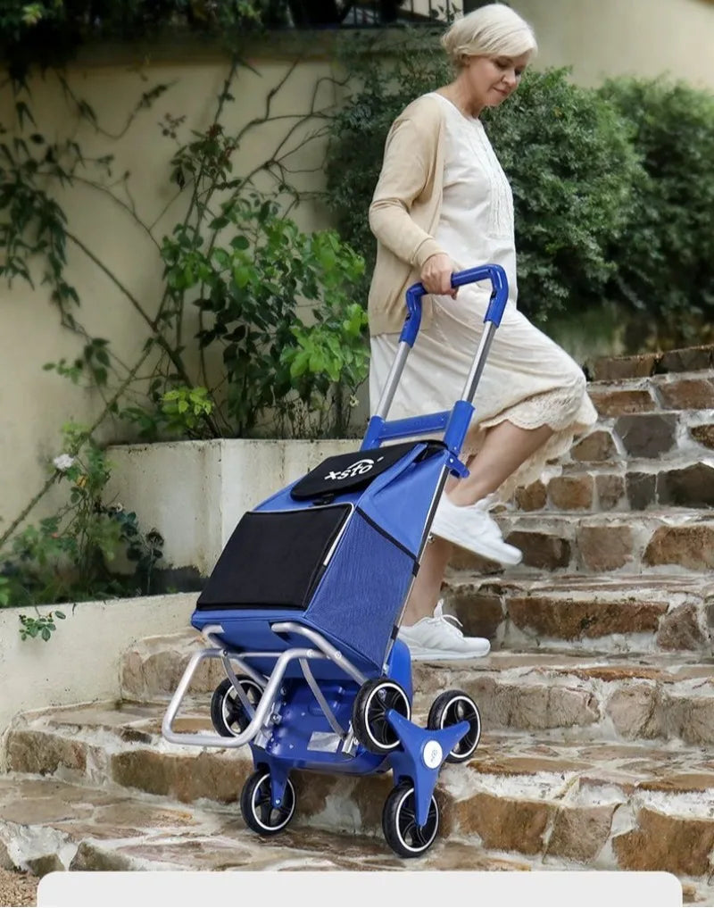 Electric Shopping Cart Folding Silent Outdoor Portable Stair Climbing Machine with Wheel Storage Bag Shopping Car Household Item