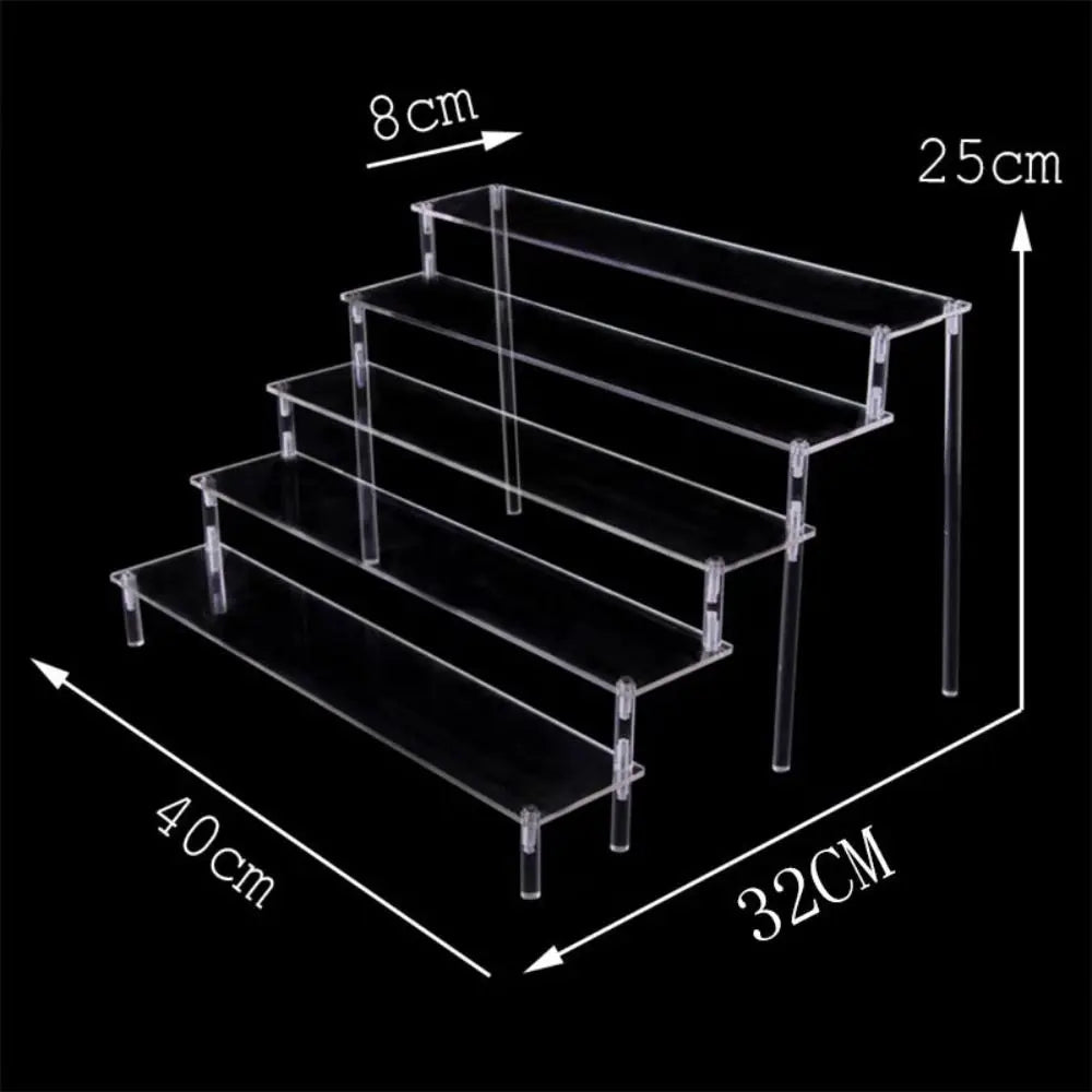 1-5 Tier Acrylic Display Stand Durable Display Rack For Cupcake Perfume Doll Transparent Trapezoidal Blind Box Storage Shelf
