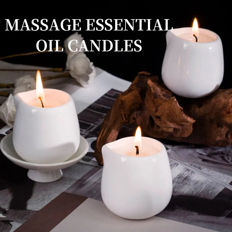 1pc Amber Vanilla massage essential oil candle, coconut wax, heating, body open back SPA romantic holder home decor valentines