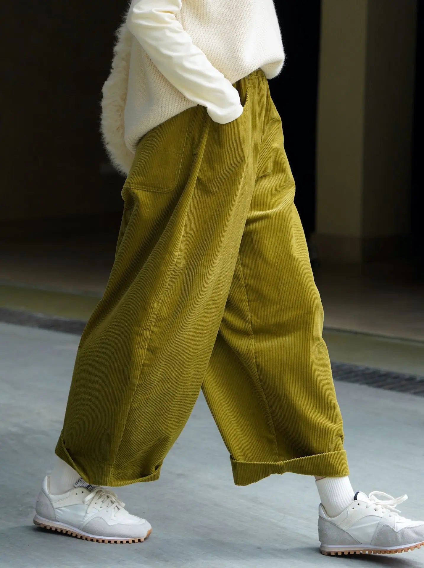 2025 Women Spring Fashion Big Wide Leg Pants Stretch High Waist Corduroy Pants Fashion Clothes 100% Cotton Pants Female Trousers