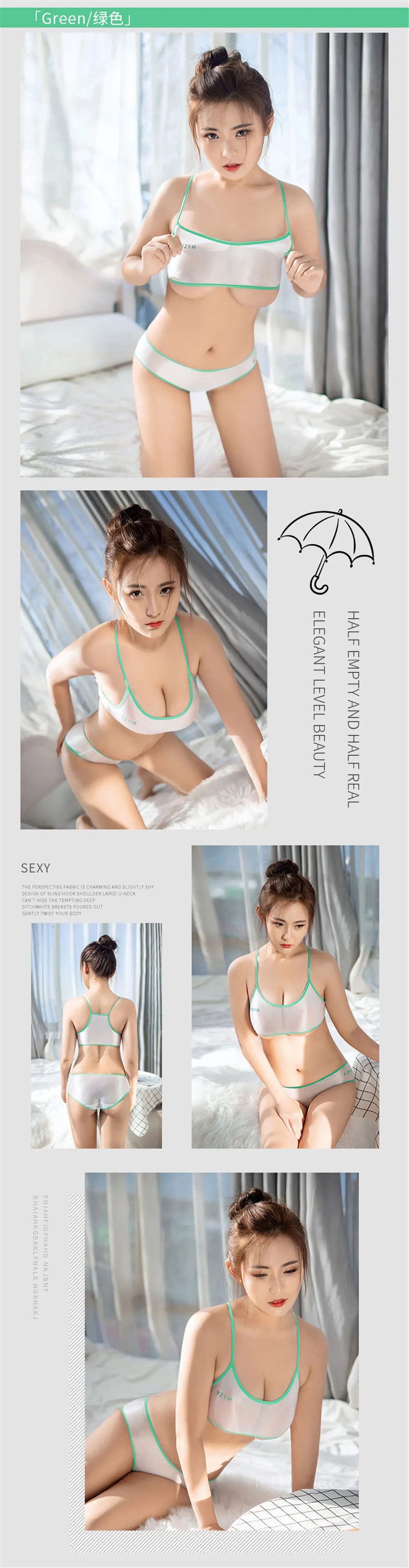Bikini Set Backless See Through Swim Suit Two Piece Low Waist Navel Show Sexy Lingerie Bikini Nightclub Party Pole Dance Costume