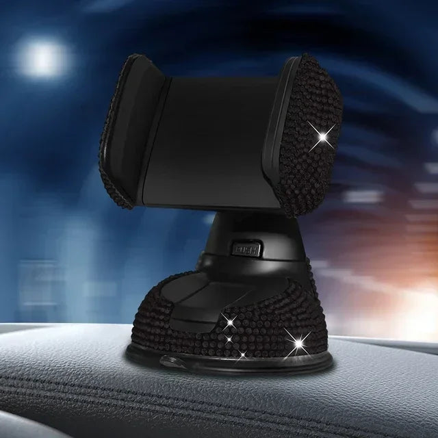 Crystal Rhinestones 360 Degree Car Phone Holder for Car Dashboard Auto Windows and Air Vent Universal Car Mobile Phone Holder