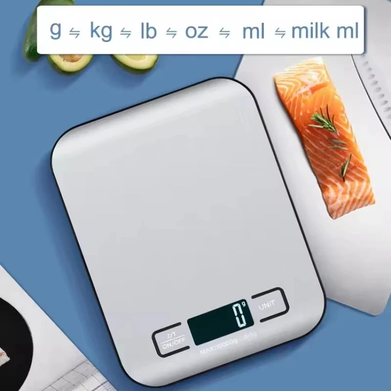 Digital Kitchen Scale LED Display 5/10kg-1g Stainless Steel Panel Electronic Scales Home Jewelry Food Weighing Baking Tools
