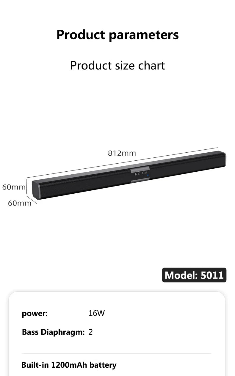 2025 6D surround sound home theater speaker system mobile phone bass wireless Bluetooth speaker long TV soundbar speaker TF/AUX