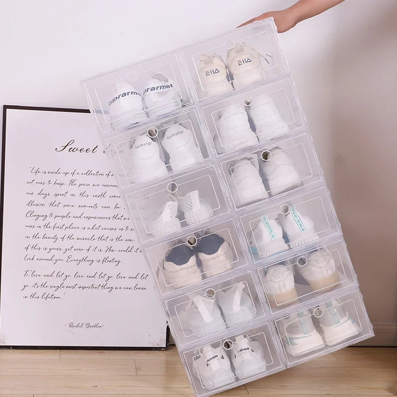 6pcs/Set High Transparent Shoe Storage Boxes - Antioxidant, Dustproof Organizer for Slippers & Sneakers, Ideal for Shoe Cabinet
