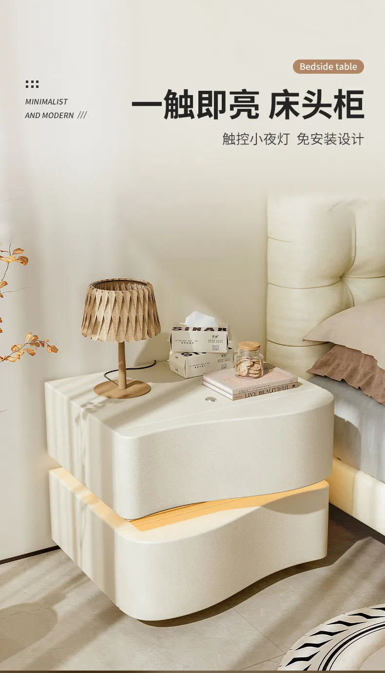 Decor Trendy Bedside Table Bedroom Luxury Organizer Wood Unique White Bedside Table Led Nordic Mesitas De Noche Home Furniture