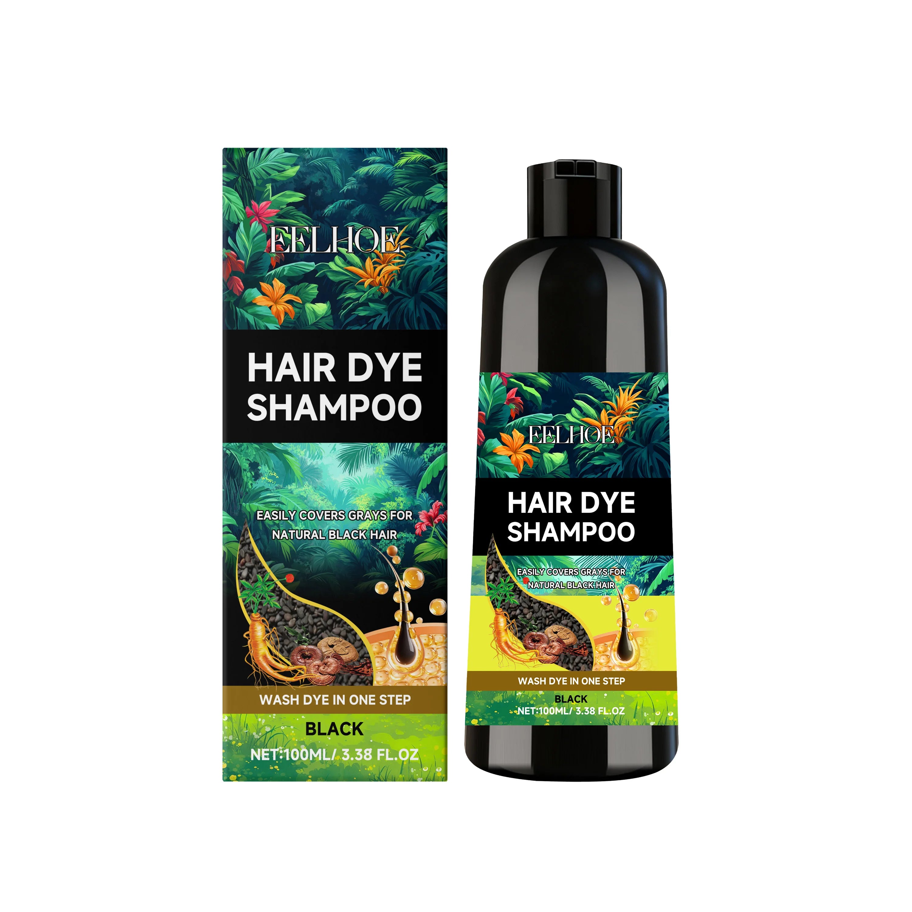 Black Hair Dyeing Shampoo Covering White Hair Enhancing Hair Shine Nourishing Root Beauty Hair Moisturizing Hairdressing Shampoo