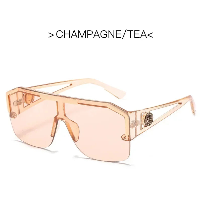 2025 Luxury Big Square Sunglasses Women Brand Designer Retro Blue Sun Glasses For Female Oversized Black Shades Oculos UV400