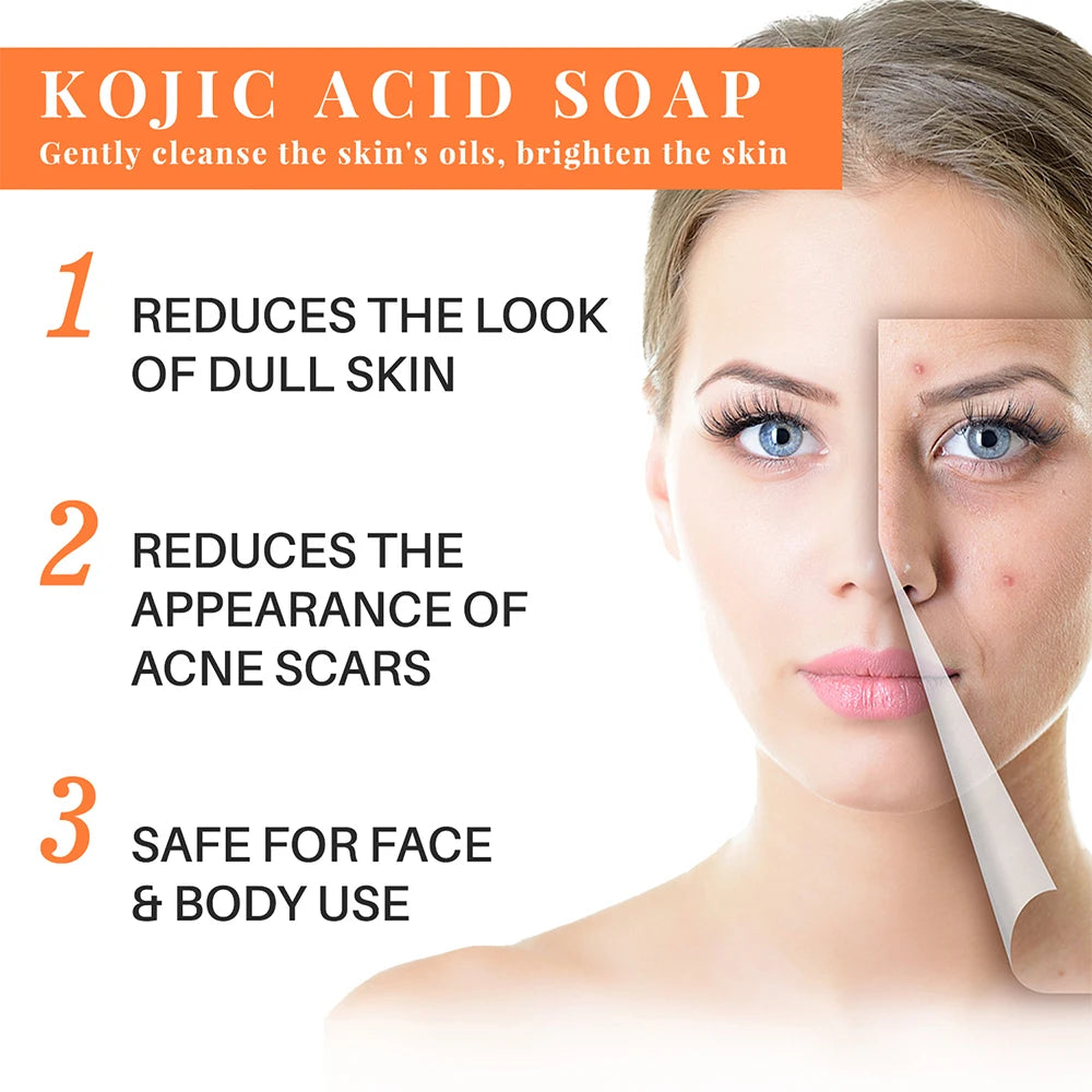 2Pcs Kojic Acid Handmade Soap Natural Mild Deep Cleansing Brightens and Moisturizes Kojic Cleansing Essential Soap Skin Care