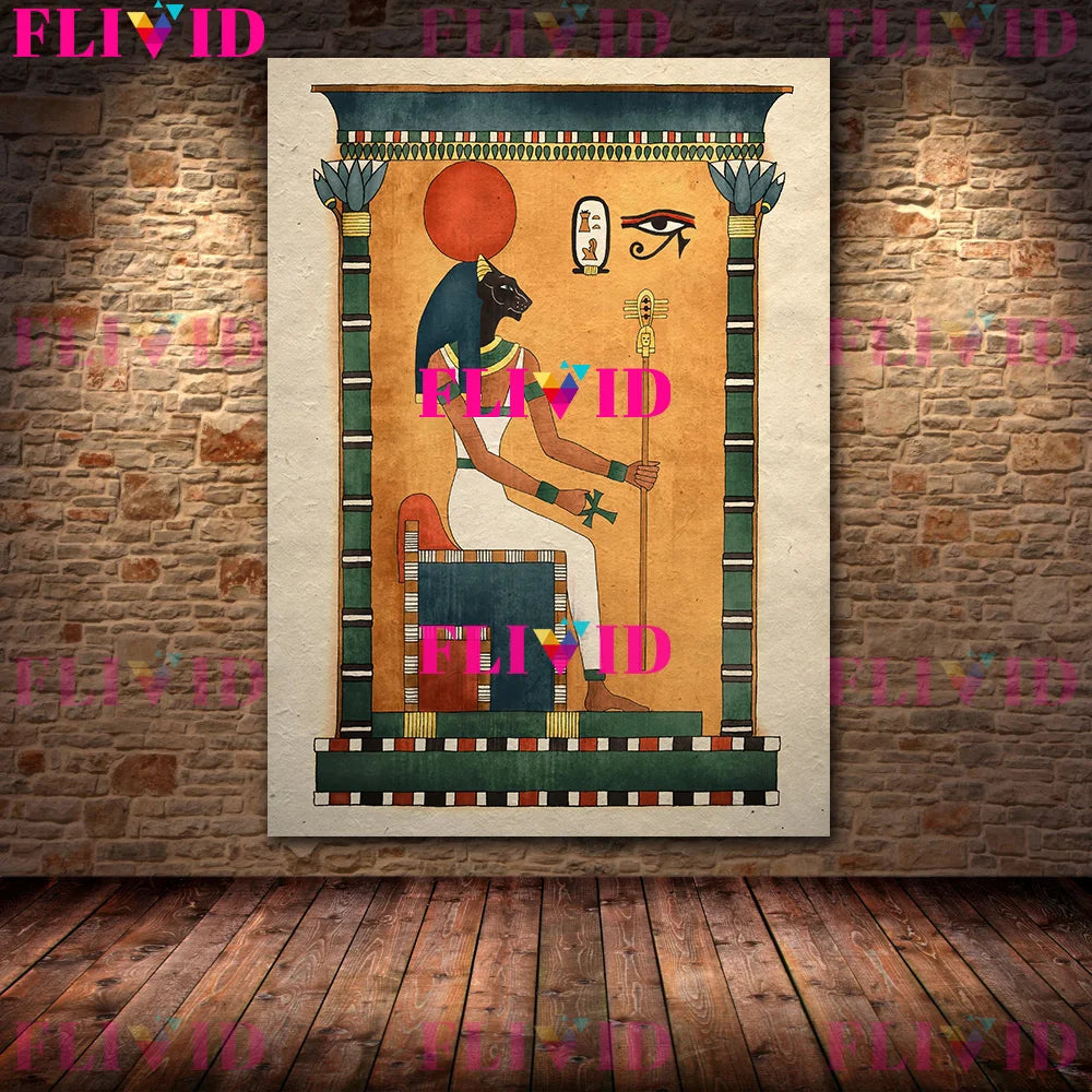 Ancient Egyptian Art Poster Print,Scarab,Anubis,Sekhmet,Horus Falcon,Ancient Gods Wall Art Canvas Painting,Home Decor Unframed