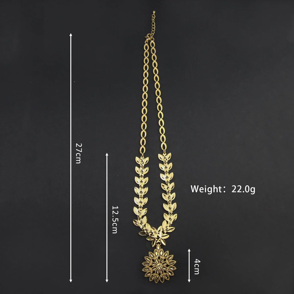 Ethiopian Gold Color Jewelry Set 21k Gold Plated Dubai Bridal Wedding Necklace Earring Set Moroccan African Jewelrys Gift