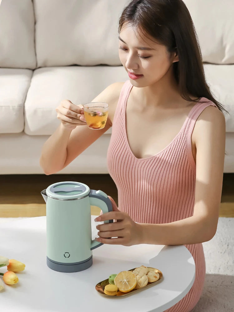 110V/220V Electric Kettle 0.8L Portable Travel Kettle Stainless Steel Liner With Auto Shut-Off 600W 5Mins Fast Boil Home Kettle
