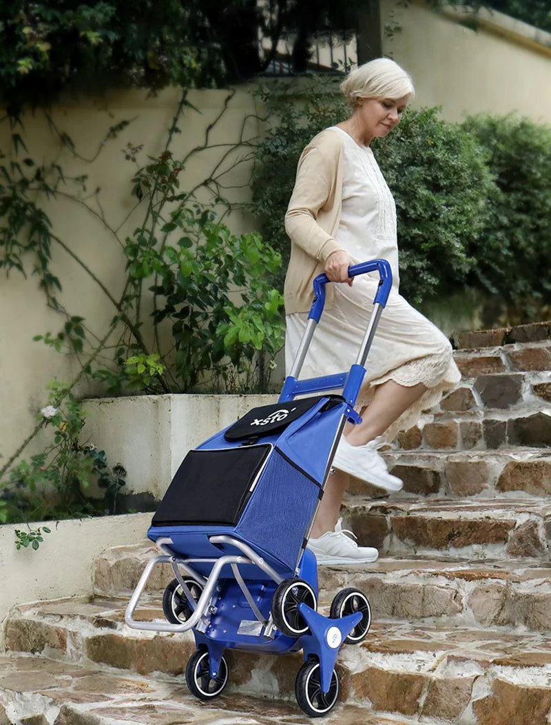 Electric Climbing Shopping Cart Large Capacity Silent Electric Handcart Household Portable Foldable Shopping Bag with Wheels