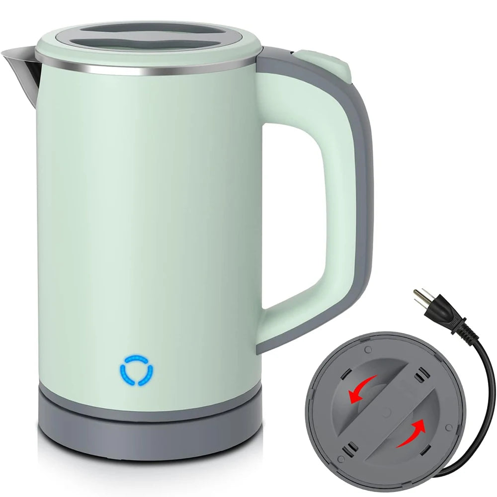 110V/220V Electric Kettle 0.8L Portable Travel Kettle Stainless Steel Liner With Auto Shut-Off 600W 5Mins Fast Boil Home Kettle
