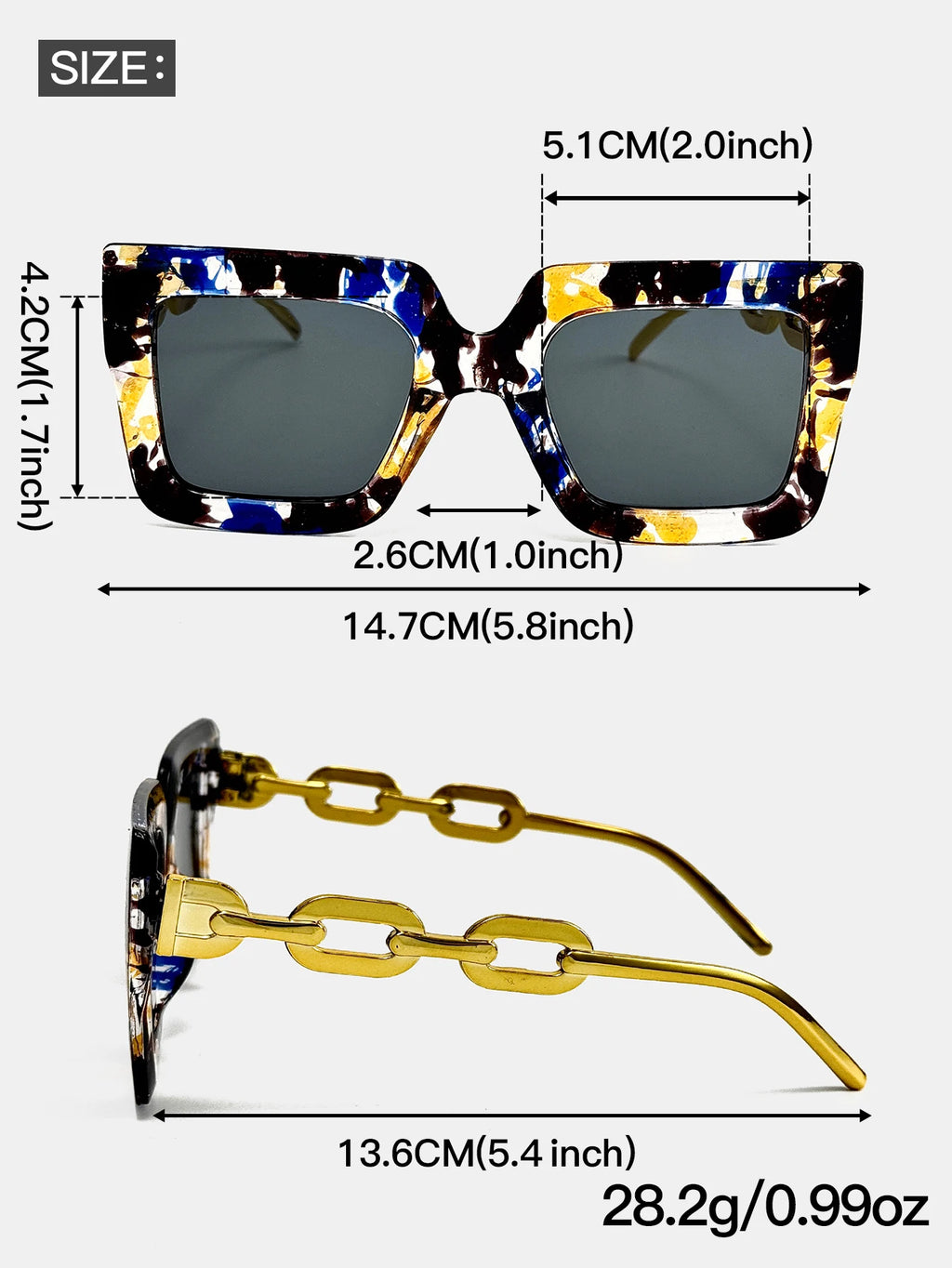 1Pc Fashionable Oversized Square Frame Glasses Fashionable Printed Decorative Glasses Suitable for Daily Wear Decoration
