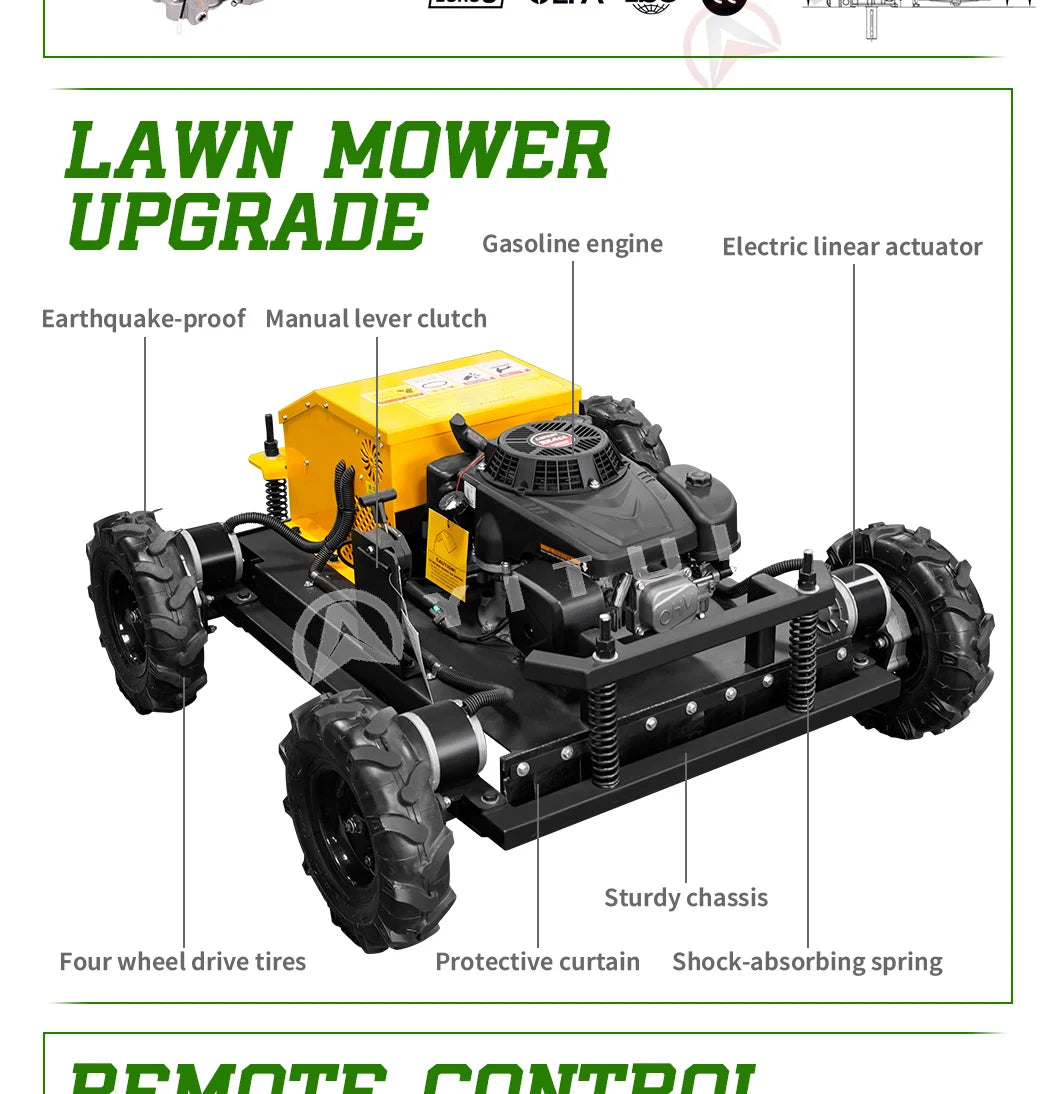 Customized Factory Direct Wheeled Lawn Mower 550mm Cutting Width Affordable Mower Agricultural Remote Control Robot Lawn Mower