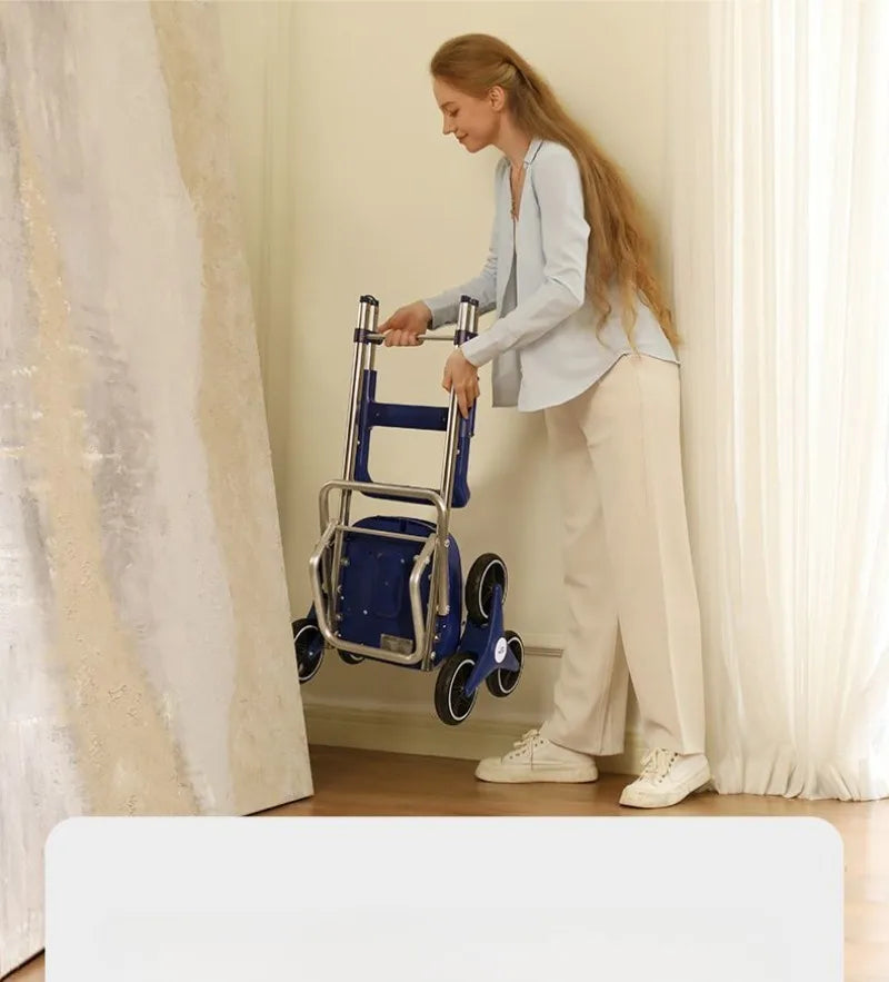 Electric Shopping Cart Folding Silent Outdoor Portable Stair Climbing Machine with Wheel Storage Bag Shopping Car Household Item