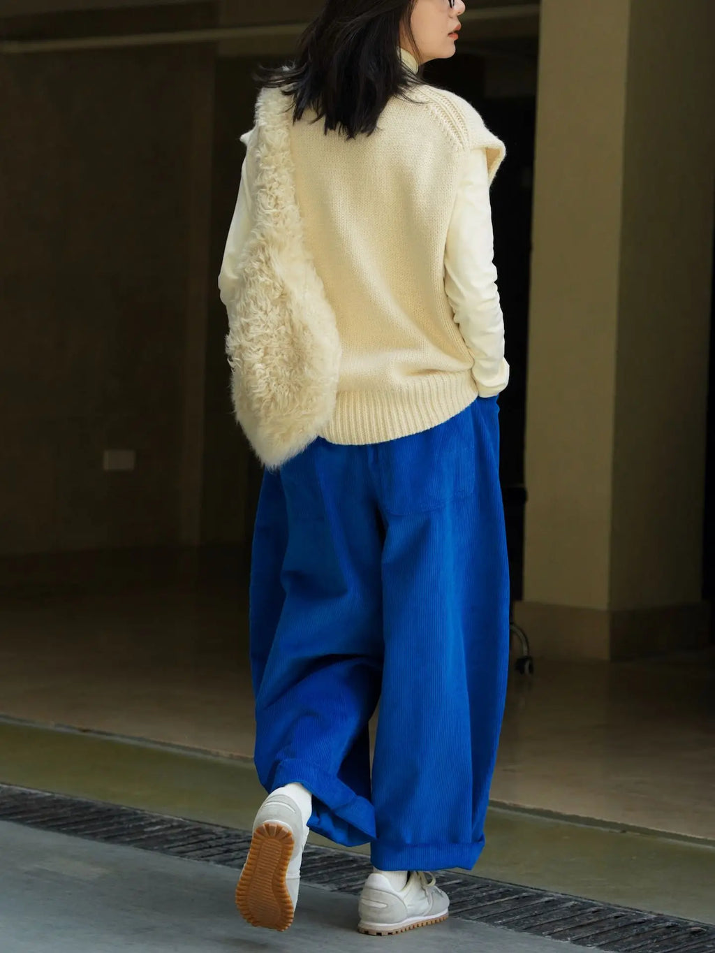 2025 Women Spring Fashion Big Wide Leg Pants Stretch High Waist Corduroy Pants Fashion Clothes 100% Cotton Pants Female Trousers