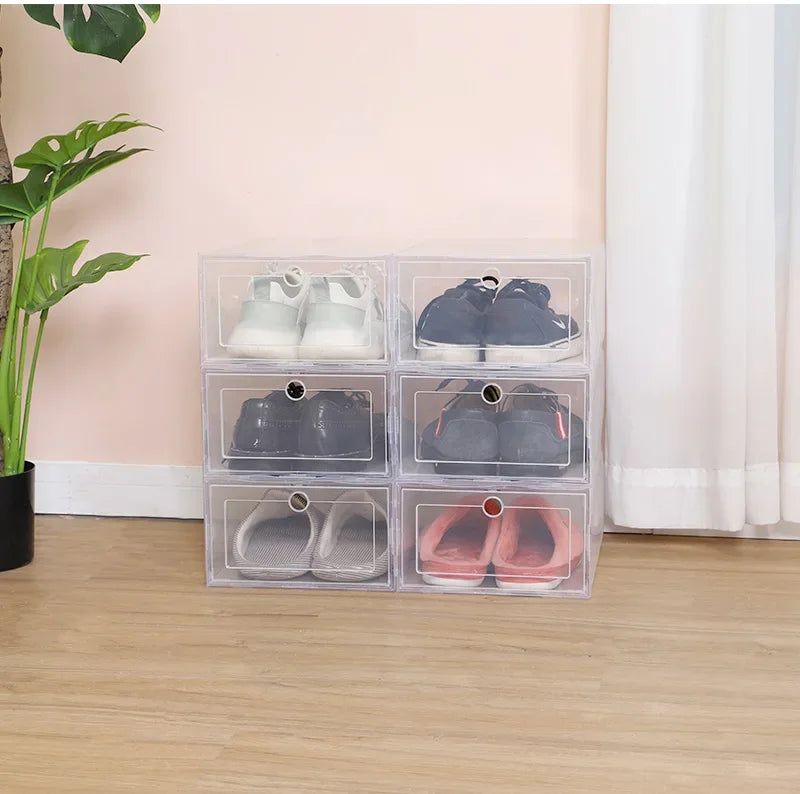 6pcs/Set High Transparent Shoe Storage Boxes - Antioxidant, Dustproof Organizer for Slippers & Sneakers, Ideal for Shoe Cabinet