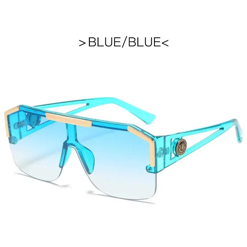 2025 Luxury Big Square Sunglasses Women Brand Designer Retro Blue Sun Glasses For Female Oversized Black Shades Oculos UV400