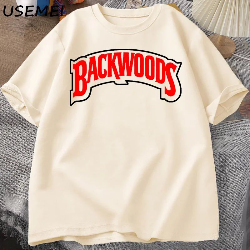 BACKWOODS T Shirts Men Women Retro Short Sleeve Cotton T-Shirt Fashion Street Hip Hop Rock Streetwear Men Swag Tshirt Clothing
